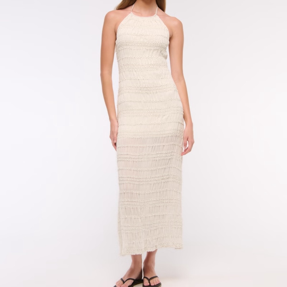 Abercrombie & Fitch Cream Halter Maxi Dress